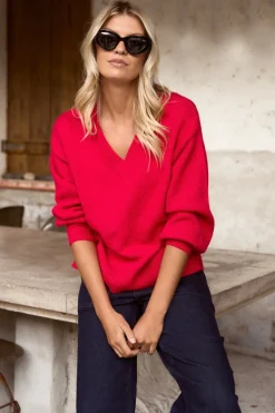 Ivy + Jack Harvest Red V Neck Knit Jumper