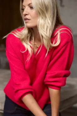 Ivy + Jack Harvest Red V Neck Knit Jumper