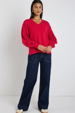 Ivy + Jack Harvest Red V Neck Knit Jumper