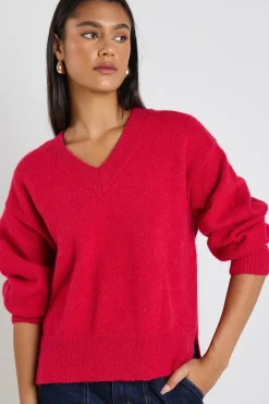 Ivy + Jack Harvest Red V Neck Knit Jumper