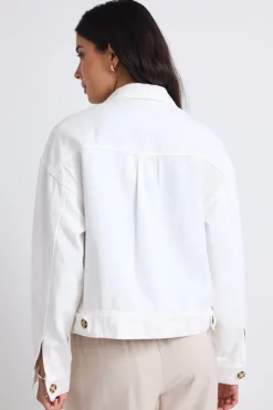 Stories be Told Havana Soft Ivory Drop Shoulder Denim Jacket