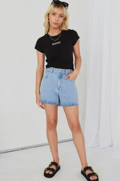 Among the Brave Haze Mid Blue Denim Short