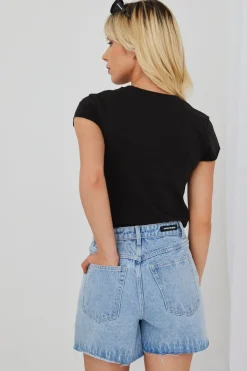 Among the Brave Haze Mid Blue Denim Short