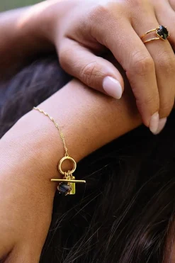 Love Lunamei Healing 18k Gold Plate with EOL Herkimer Quartz Fob Bracelet