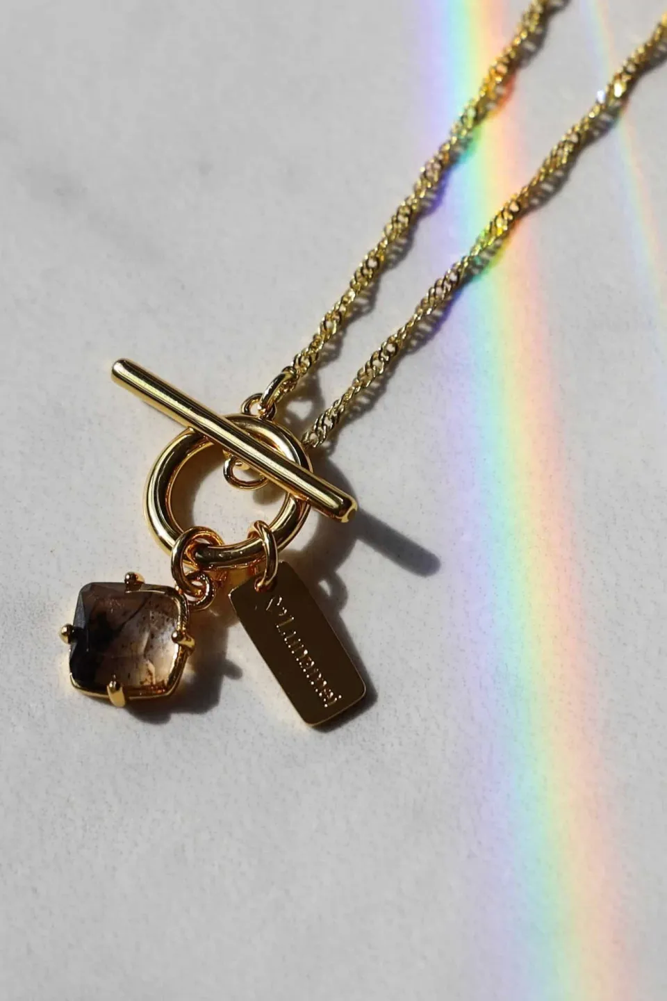 Love Lunamei Healing 18k Gold Plate with EOL Herkimer Quartz Fob Bracelet