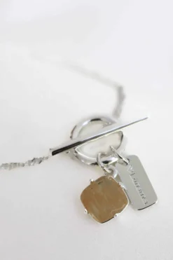 Love Lunamei Healing Sterling Silver Plate EOL with Herkimer Quartz Fob Bracelet
