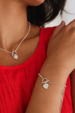 Georgia Mae Heart Fob Silver Bracelet