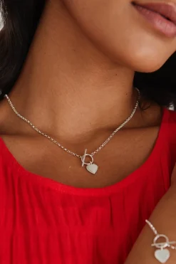 Georgia Mae Heart Fob Silver Necklace