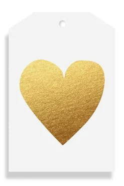 Elm Paper Heart Gold Foil Gift Tag