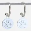 Love Lunamei Heavenly Sterling Silver Plate EOL Circle Pendant Hoop Earrings