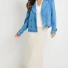 RE:UNION Label Heritage Storm Blue Cropped Denim Trench Jacket