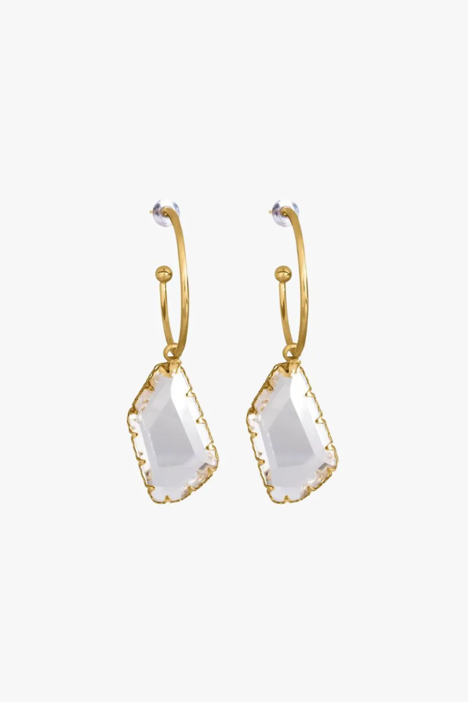 Lindi Kingi Hoop and Crystal Earrings Gold