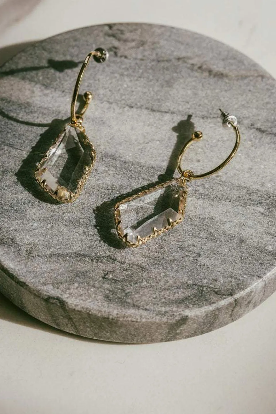 Lindi Kingi Hoop and Crystal Earrings Gold