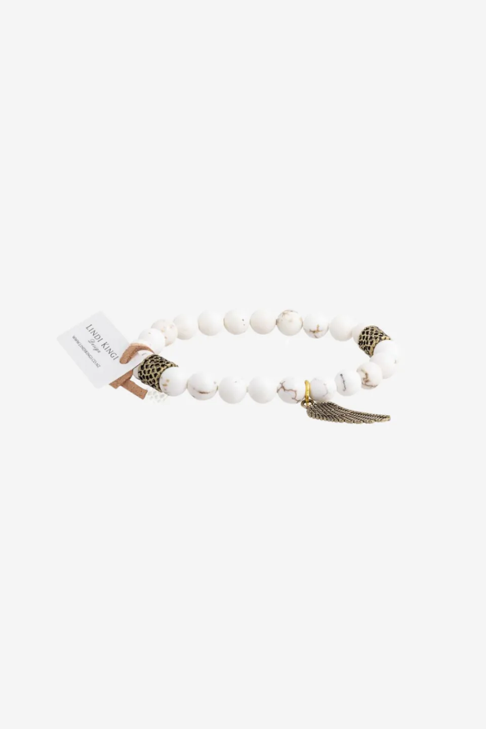 Lindi Kingi Howlite Cream and Gold Bracelet Set