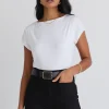 Among the Brave Impartial Ivory Cap Sleeve Boat Neck Top