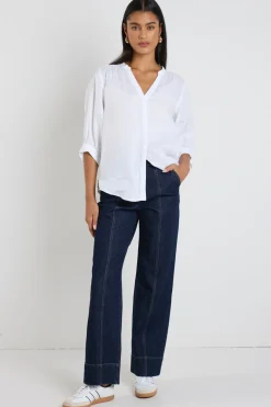 By Rosa. Imperial Indigo Flat Front Wide Leg Jean