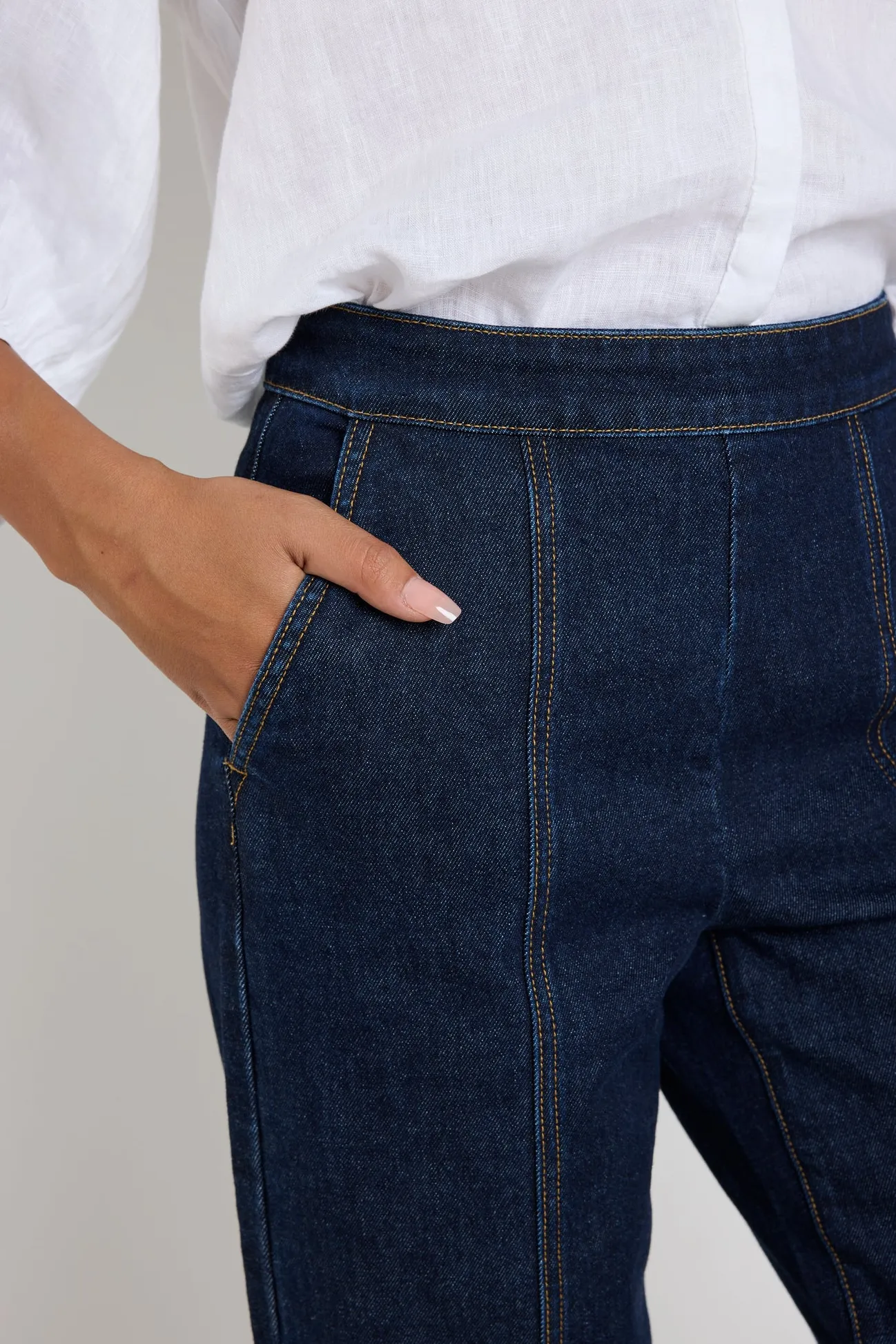 By Rosa. Imperial Indigo Flat Front Wide Leg Jean