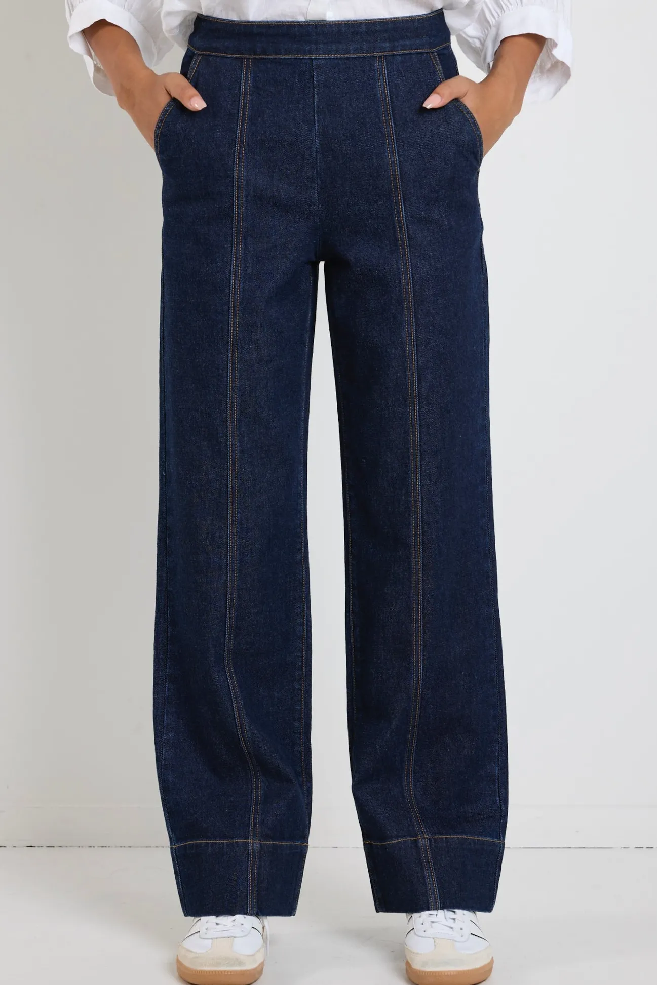 By Rosa. Imperial Indigo Flat Front Wide Leg Jean