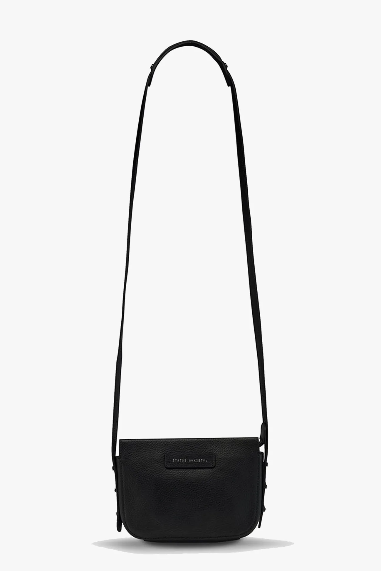 Status Anxiety In Her Command Curved Base Black Cross Body Bag With Stud Detail