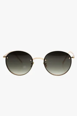 Reality Eyewear Instant Karma Two Round Frameless Gold With Smoke Lens Sunglasses