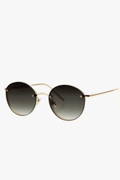 Reality Eyewear Instant Karma Two Round Frameless Gold With Smoke Lens Sunglasses