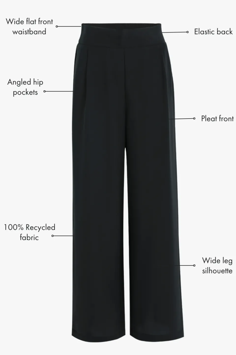 Among the Brave Instinctive Black Recycled Stretch Back Wide Leg Pant