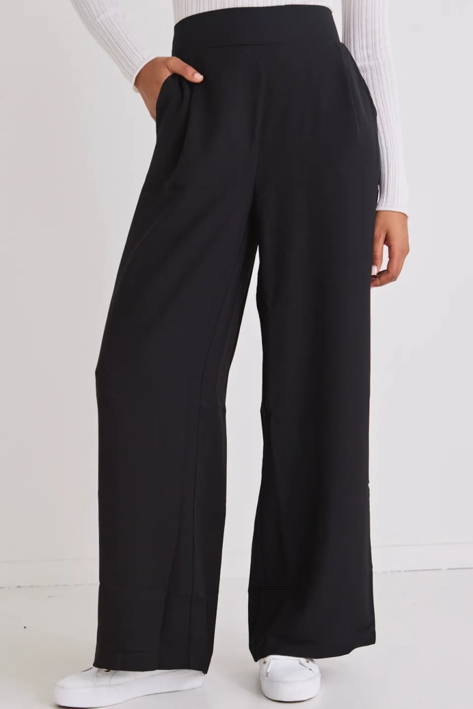 Among the Brave Instinctive Black Recycled Stretch Back Wide Leg Pant