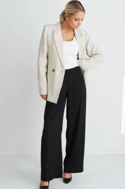 Among the Brave Instinctive Black Recycled Stretch Back Wide Leg Pant