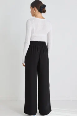 Among the Brave Instinctive Black Recycled Stretch Back Wide Leg Pant