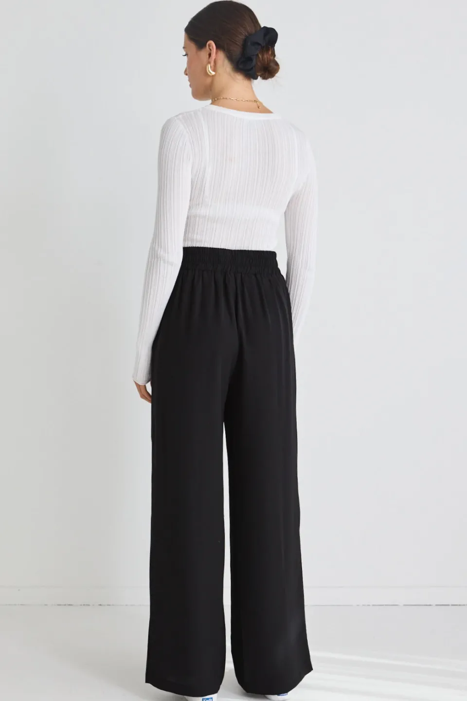 Among the Brave Instinctive Black Recycled Stretch Back Wide Leg Pant