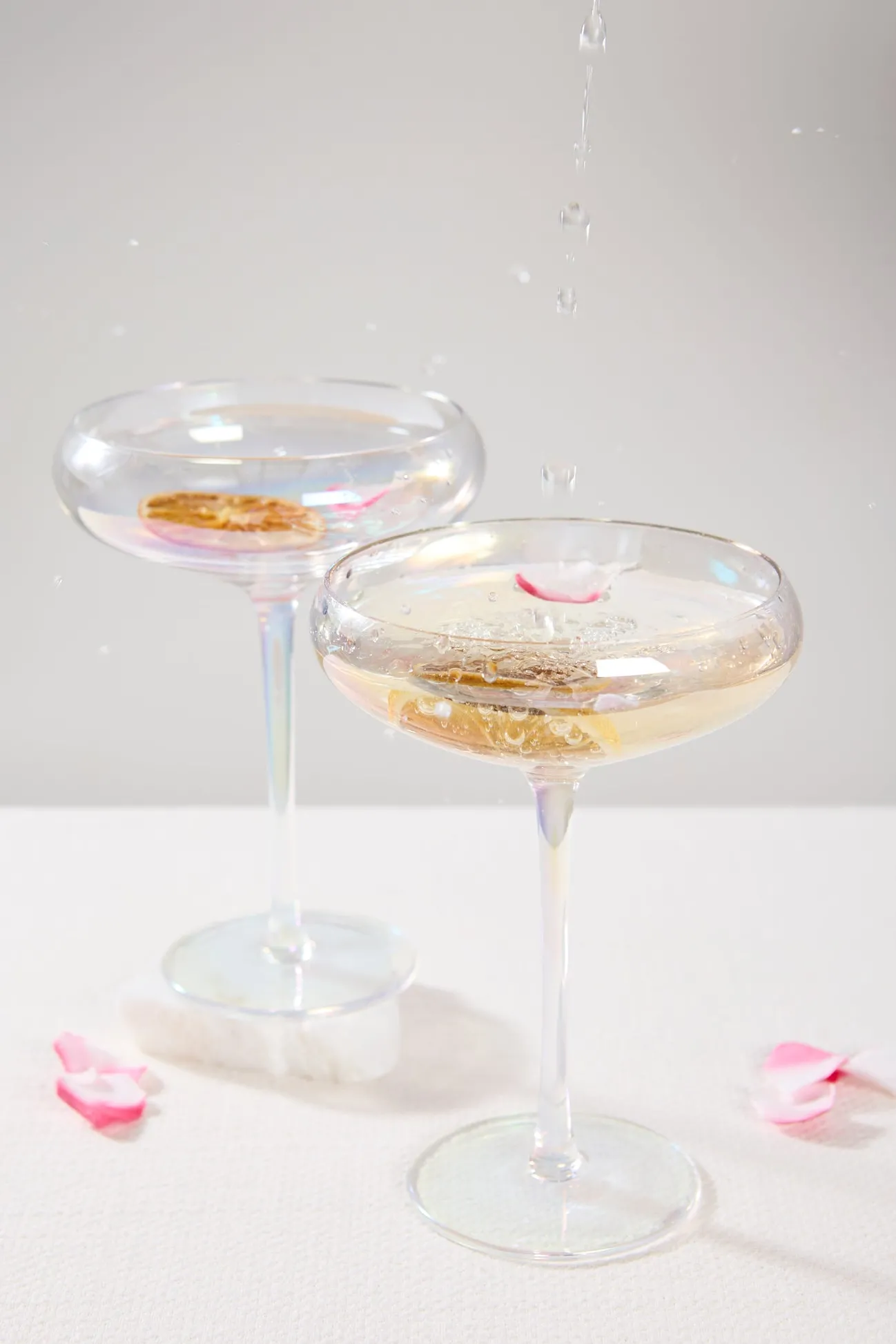 Home Lab Iridescent Champagne Coupe Glass Set 4