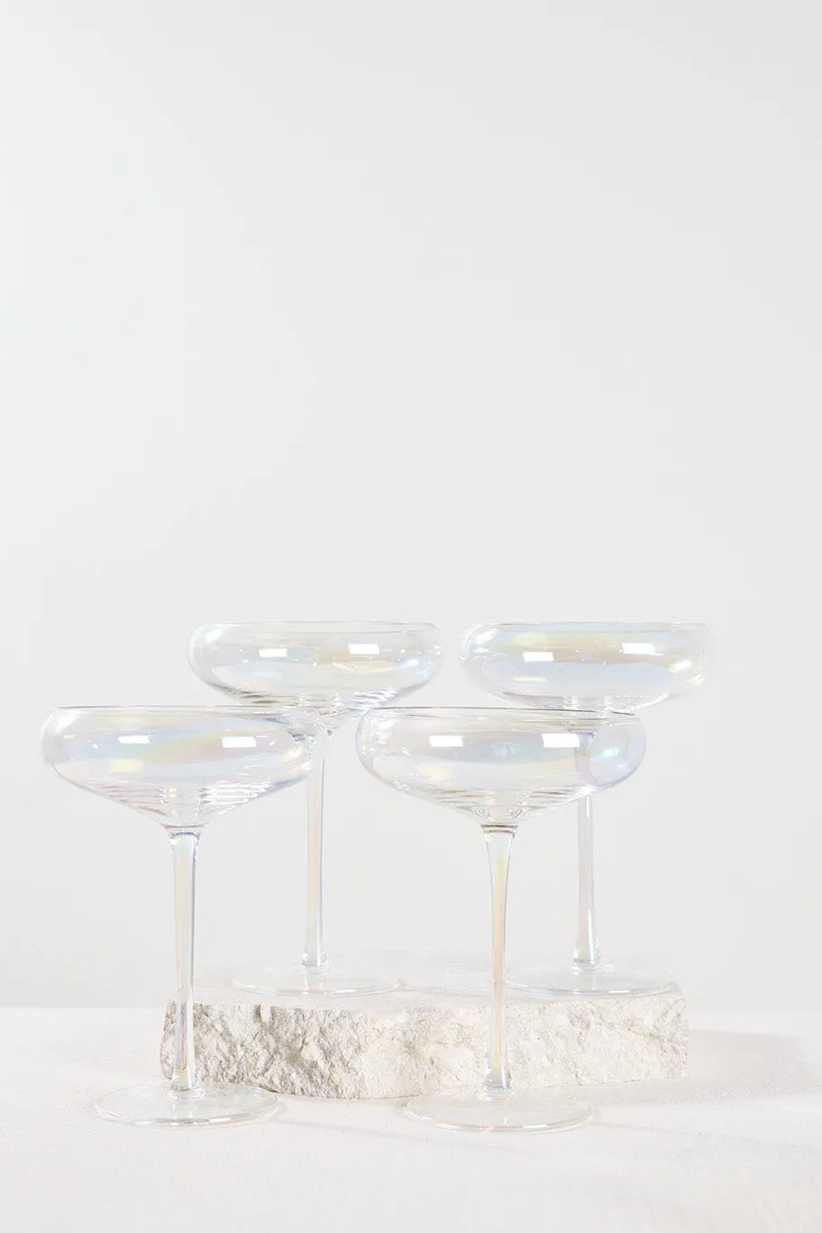 Home Lab Iridescent Champagne Coupe Glass Set 4