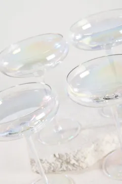 Home Lab Iridescent Champagne Coupe Glass Set 4