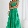 Ivy + Jack Isabella Green Strappy Tiered Maxi Dress