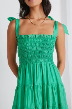 Ivy + Jack Isabella Green Strappy Tiered Maxi Dress