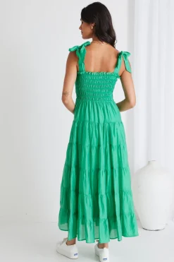 Ivy + Jack Isabella Green Strappy Tiered Maxi Dress