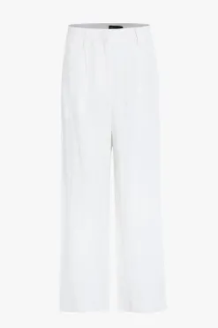 RE:UNION Label Island Ivory Linen Viscose Pleat Front Wide Leg Pant