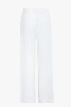 RE:UNION Label Island Ivory Linen Viscose Pleat Front Wide Leg Pant