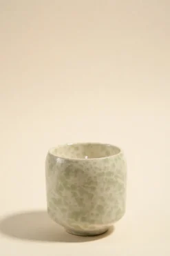 Flo's Home Ivory Green Splash Glazed Ceramic Soy Wax Candle