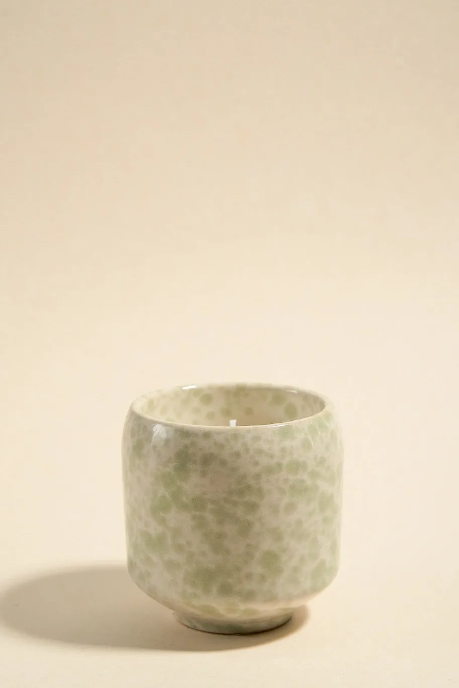 Flo's Home Ivory Green Splash Glazed Ceramic Soy Wax Candle
