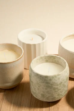 Flo's Home Ivory Green Splash Glazed Ceramic Soy Wax Candle