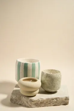 Flo's Home Ivory Green Splash Glazed Ceramic Soy Wax Candle