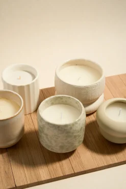 Flo's Home Ivory Textured Stone Soy Wax Candle