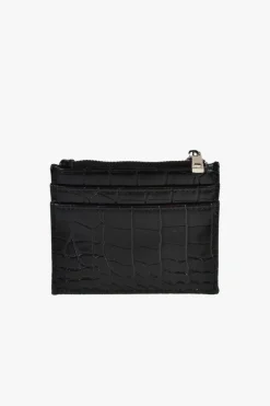Peta + Jain Ivy Black Croc Vegan Leather Card Holder