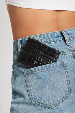 Peta + Jain Ivy Black Silver Croc Wallet