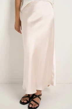 Ivy + Jack Ivy Champagne Satin Bias Midi Skirt