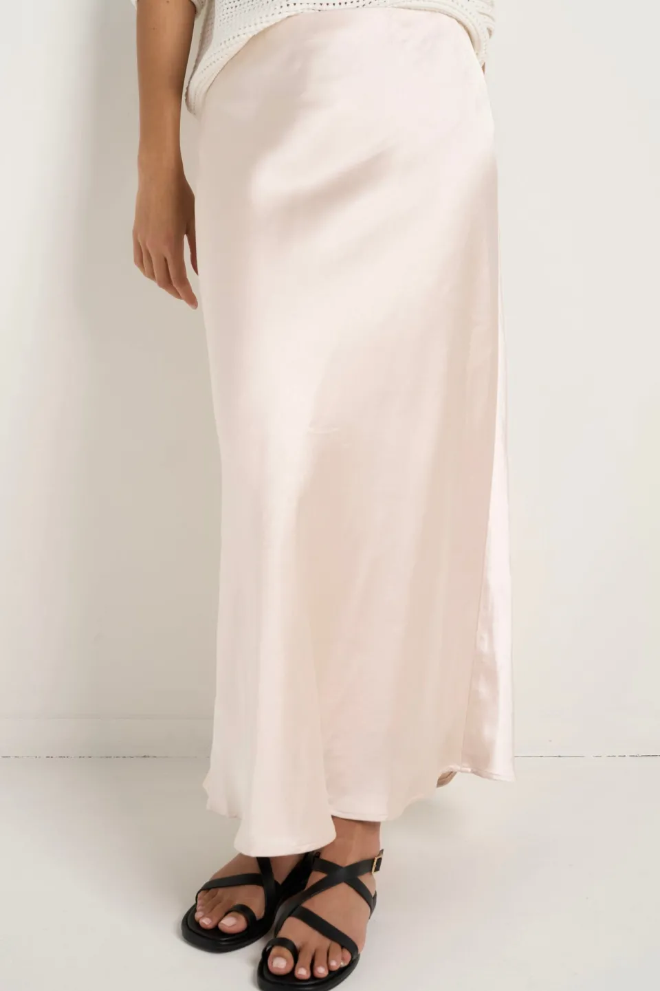 Ivy + Jack Ivy Champagne Satin Bias Midi Skirt