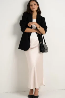 Ivy + Jack Ivy Champagne Satin Bias Midi Skirt