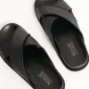 Nude Jacee Black Woven Cross Over Slide