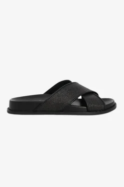 Nude Jacee Black Woven Cross Over Slide